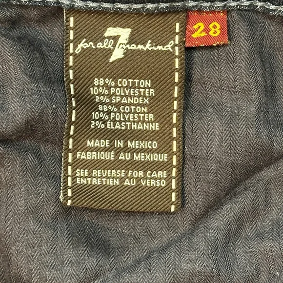 7 For All Mankind Jeans Womens 28 Blue Denim Low Rise Embroidered Pockets Logo - Picture 9 of 11